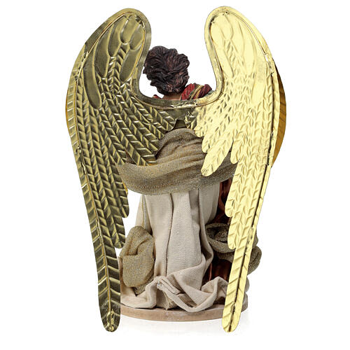 Angel sitting down, resin and fabric, for Holy Earth Nativity Scene of 30 cm 5