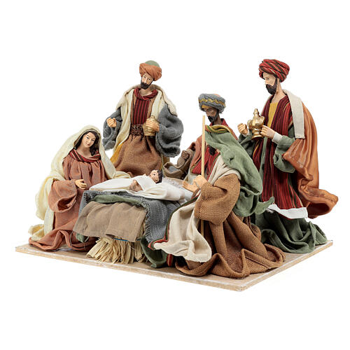 Weihnachtskrippe 6 Teile mit Königen aus Harz und Stoff Holy Earth, 20 cm 3
