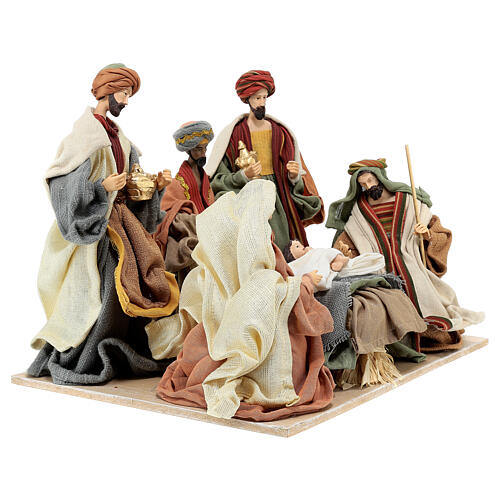 Presépio 6 figuras resina e tecido Sagrada Família e Reis Magos 25 cm Holy Earth 5