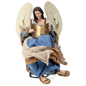 Angel sitting and reading, resin and fabric, 30 cm, Northen Star Nativity Scene