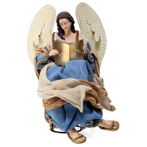 Angel sitting and reading, resin and fabric, 30 cm, Northen Star Nativity Scene 1