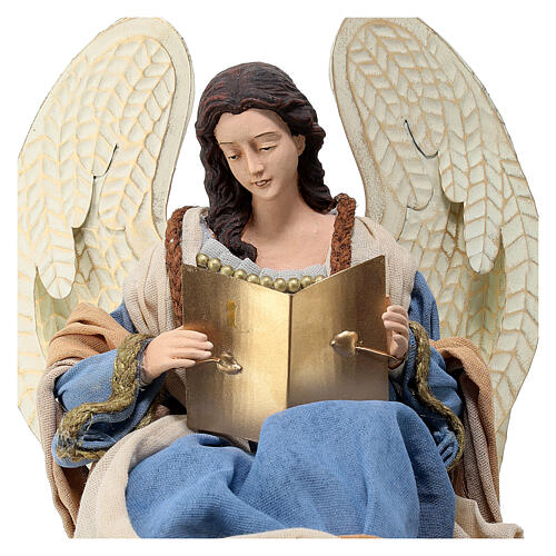 Angel sitting and reading, resin and fabric, 30 cm, Northen Star Nativity Scene 2