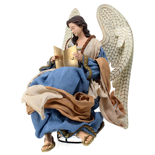 Angel sitting and reading, resin and fabric, 30 cm, Northen Star Nativity Scene 3