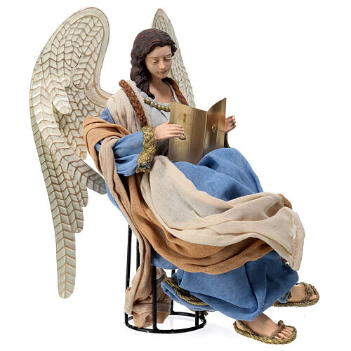 Angel sitting and reading, resin and fabric, 30 cm, Northen Star Nativity Scene 4