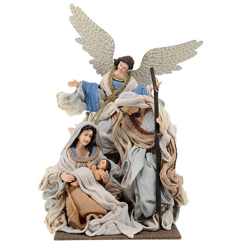 Nativity with angel on a base, resin and fabric, 40 cm, Northern Star 1
