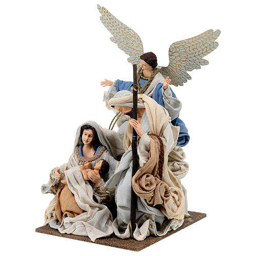 Nativity with angel on a base, resin and fabric, 40 cm, Northern Star 3