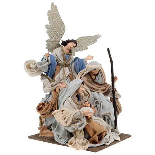 Nativity with angel on a base, resin and fabric, 40 cm, Northern Star 4