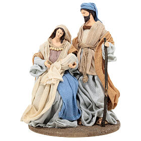 Holy Family on a base, Norther Star, resin and fabric, 30 cm