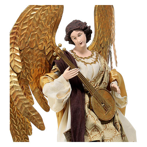 Estatua ángel de pie lira resina y tejido 40 cm Christmas Symphonies 2