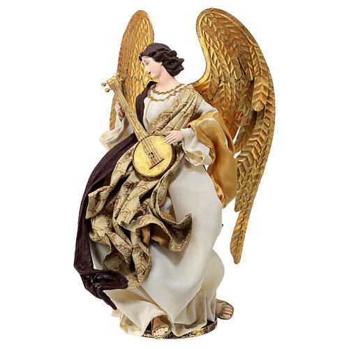 Estatua ángel de pie lira resina y tejido 40 cm Christmas Symphonies 3