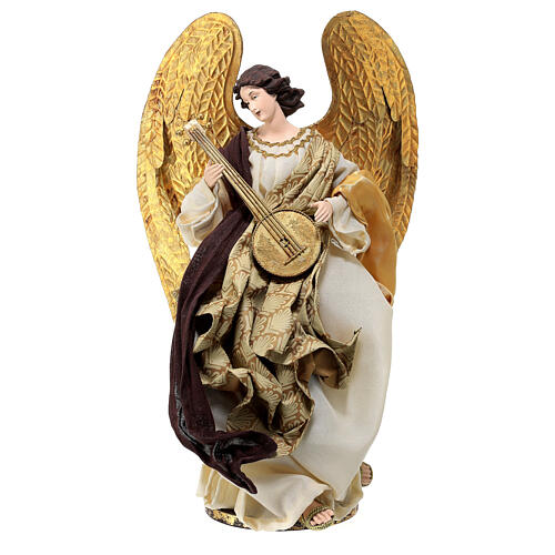 Figura anioł stojący z lirą, żywica i tkanina, 40 cm, Christmas Symphonies 1