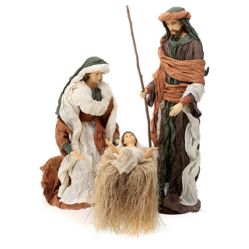 Scena narodzin Jezusa 3 części z terakoty i tkaniny 80 cm 1