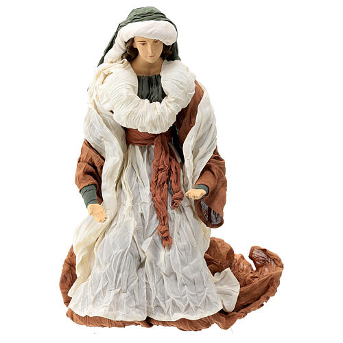 Holy Family set 3 pcs in terracotta and fabric 80 cm 3