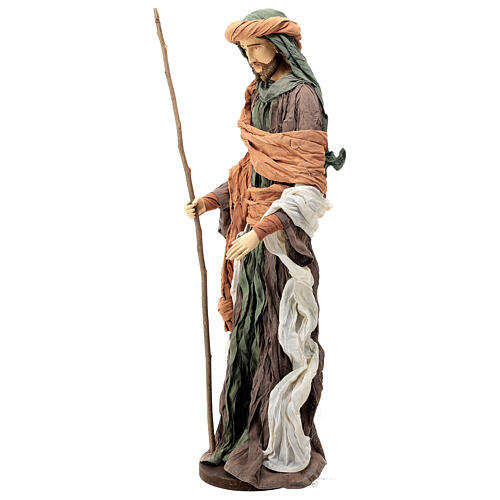 Holy Family set 3 pcs in terracotta and fabric 80 cm 7