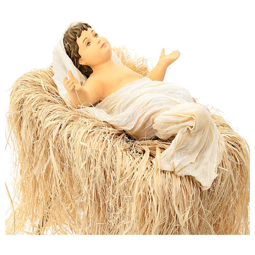 Holy Family set 3 pcs in terracotta and fabric 80 cm 8