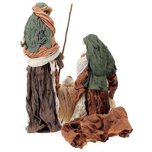 Holy Family set 3 pcs in terracotta and fabric 80 cm 11