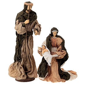 Holy Family in terracotta and fabric 50 cm