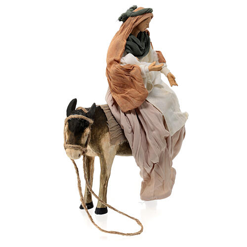 Holy Family with donkey in terracotta and fabric 30 cm 6