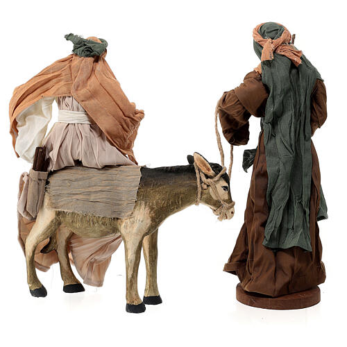 Holy Family with donkey in terracotta and fabric 30 cm 8