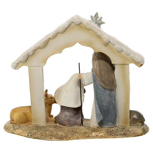 Scena narodzin Jezusa na podstawie z wołem i osłem 20 cm 4