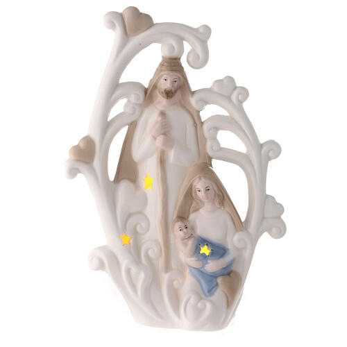 Holy Family statue tree in porcelain with light 23 cm 1
