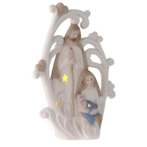 Holy Family statue tree in porcelain with light 23 cm 3
