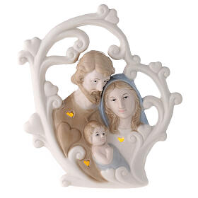 Holy Family statue with tree porcelain lighted 20 cm