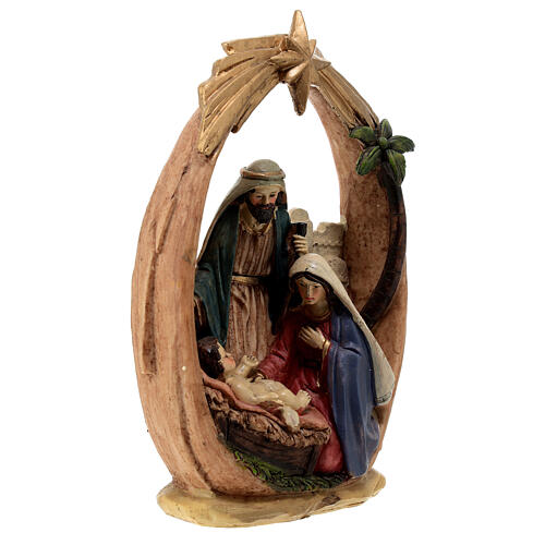 Natività scena resina colorata 10 cm 3 soggetti 20x15 cm 4