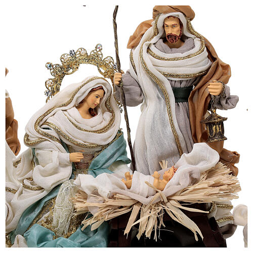 Natividad de resina y tela con reyes magos 4 piezas 30 cm 2