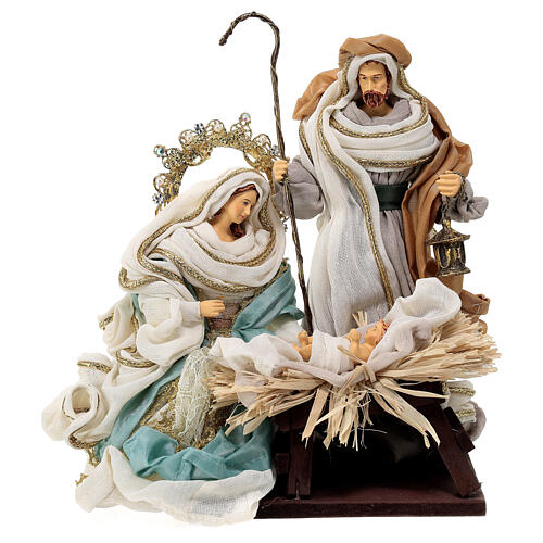 Natividad de resina y tela con reyes magos 4 piezas 30 cm 3