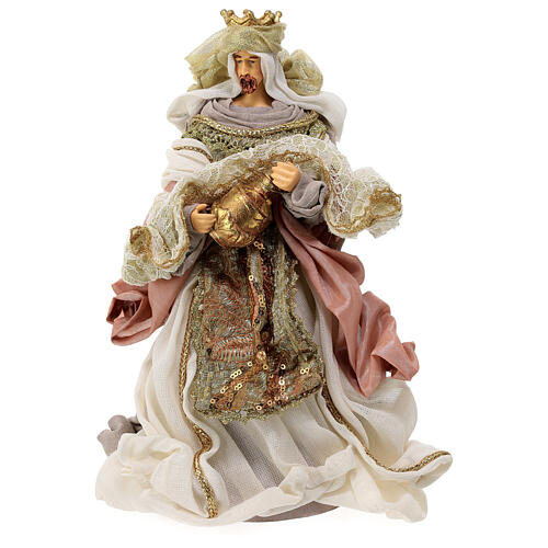 Natividad de resina y tela con reyes magos 4 piezas 30 cm 4