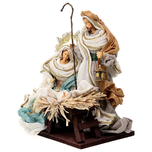 Natividad de resina y tela con reyes magos 4 piezas 30 cm 5