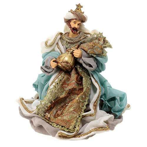 Natividad de resina y tela con reyes magos 4 piezas 30 cm 8