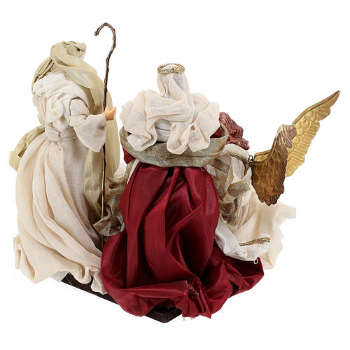 Nativity Scene of 30 cm, painted resin and burgundy and beige fabric 8