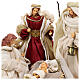 Holy Family statue with angel painted resin beige burgundy s2