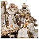 Krippe aus Harz und Stoff drei Heiligen Könige und Engel auf Holzsockel, 30 cm s5