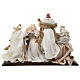 Krippe aus Harz und Stoff drei Heiligen Könige und Engel auf Holzsockel, 30 cm s11