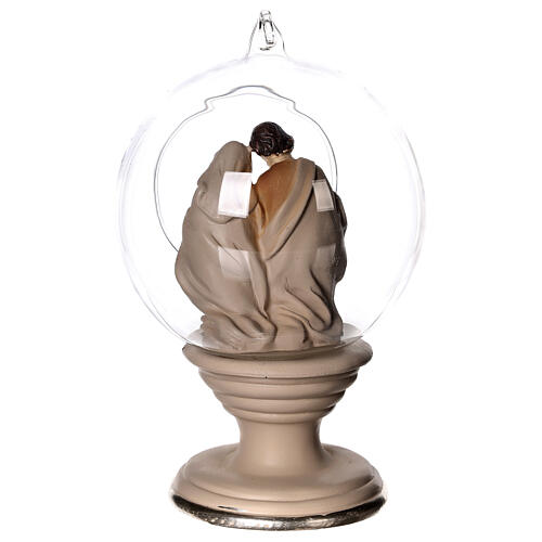 Nativity in a glass globe with a pedestal 8 in 4