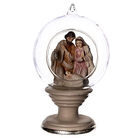 Holy Family in glass sphere with pedestal 20 cm
