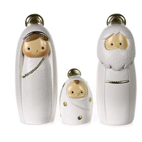 Baby Nativity Scene of white and golden resin, set of 6 2