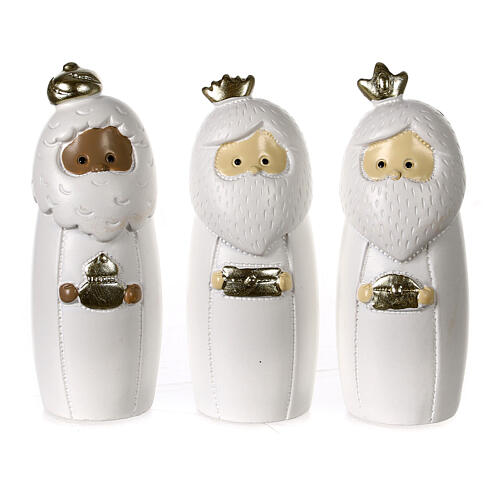 Presepe baby 6 pz resina bianca oro  3