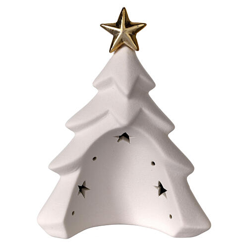 Krippe gold mit Weihnachtsbaum und Lichtern, 17 cm 3