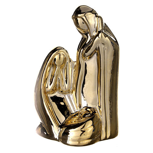 Zestaw Bożonarodzeniowy, złota szopka i porcelanowa choinka ze światłem, 17 cm 2