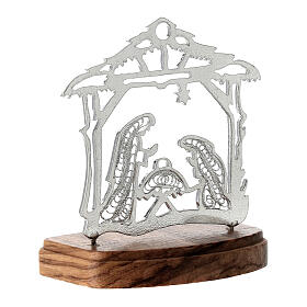 Miniature stylised Nativity Scene of 925 silver and olivewood