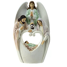 Holy Family figurine Angel heart white resin 20x12x5 cm
