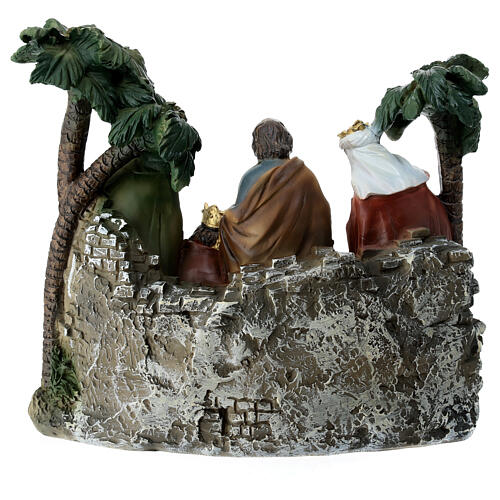 Nativity with Wise Men and palm trees, painted resin, 20x20x10 cm 4