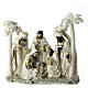 Holy Family with Wise Men, white and gold resin, 20x20x8 cm s1