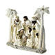 Holy Family with Wise Men, white and gold resin, 20x20x8 cm s2