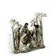 Holy Family with Wise Men, white and gold resin, 20x20x8 cm s3