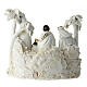 Holy Family with Wise Men, white and gold resin, 20x20x8 cm s4